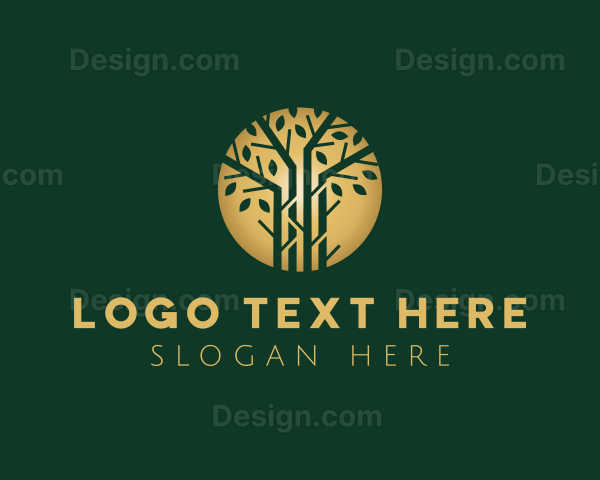 Golden Forest Tree Logo