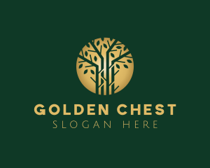 Golden Forest Tree logo design