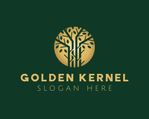 Golden Forest Tree logo design