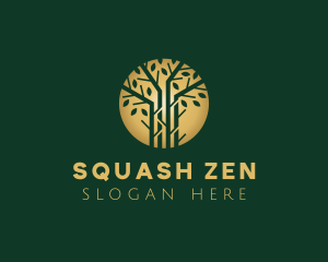 Golden Forest Tree logo design