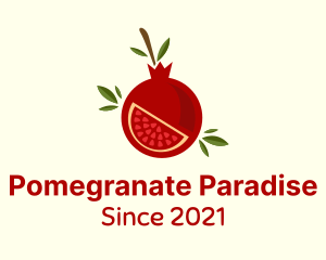 Pomegranate Fruit Slice logo design