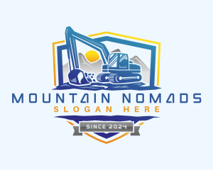 Mountain Digging Excavator logo design