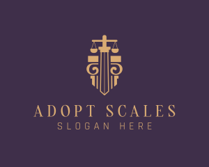 Legal Pillar Sword Scales logo design