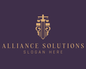 Legal Pillar Sword Scales logo design