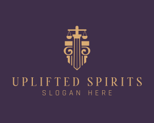 Legal Pillar Sword Scales logo design