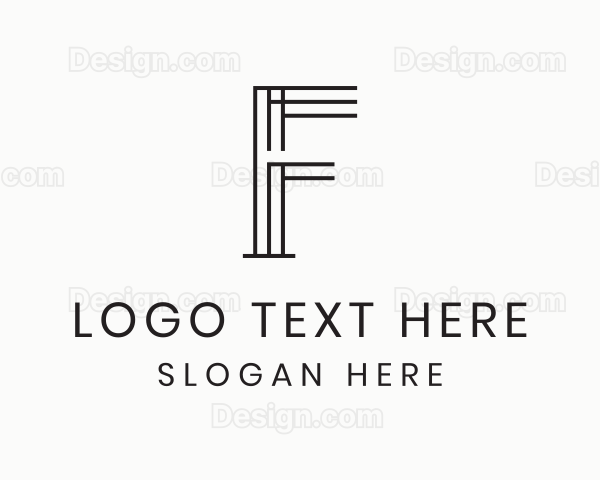 Minimalist Geometric Lines Letter F Logo