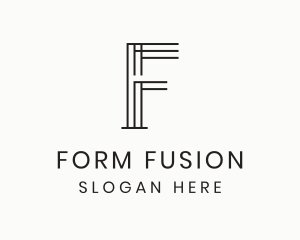 Minimalist Geometric Lines Letter F logo design