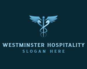 Caduceus Staff Wings Medicine logo design