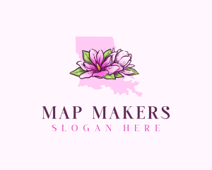 Magnolia Flower Louisiana logo design