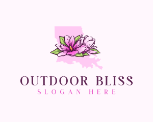 Magnolia Flower Louisiana logo design