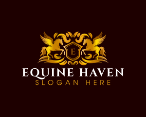 Horse Equestrian Shield logo design