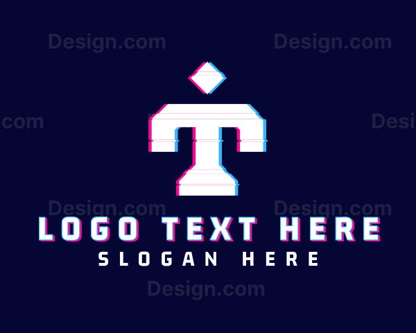 Glitch Anaglyph Letter T Logo