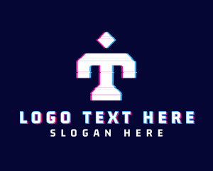 Glitch Anaglyph Letter T logo