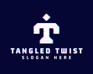 Glitch Anaglyph Letter T logo design