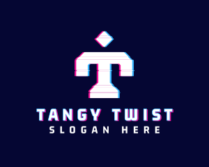 Glitch Anaglyph Letter T logo design