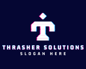 Glitch Anaglyph Letter T logo design