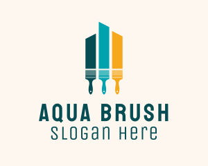 Colorful Home Paint Brush logo design