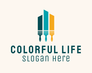 Colorful Home Paint Brush logo design