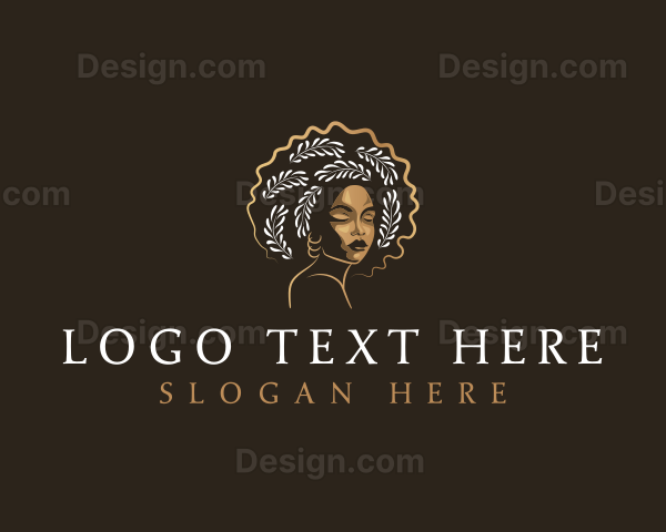 Afro Woman Leaf Logo