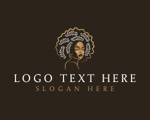 Afro Woman Leaf logo