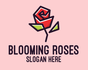 Geometric Rose Plant  logo design