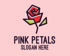 Geometric Rose Plant  logo design