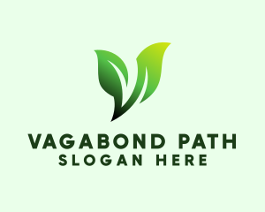 Green Organic Plant Letter V logo design