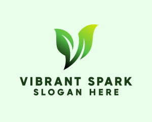 Green Organic Plant Letter V logo design