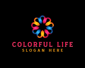 Colorful 3D Flower logo design