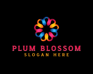 Colorful 3D Flower logo design