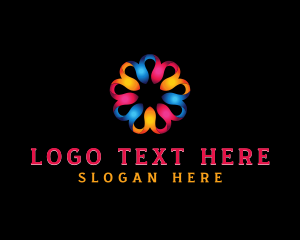 Circular - Colorful 3D Flower logo design