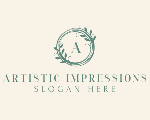 Botanical Skincare Wreath logo design