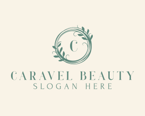 Botanical Skincare Wreath logo design