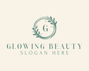 Botanical Skincare Wreath logo design