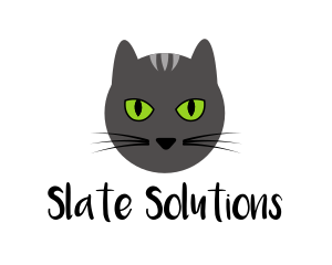 Grey Cat Green Eyes logo