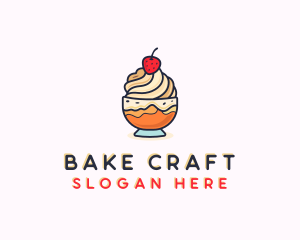 Strawberry Ice Cream Dessert  logo design