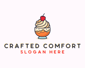 Strawberry Ice Cream Dessert  logo design