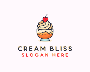 Strawberry Ice Cream Dessert  logo design