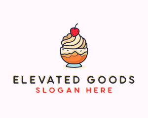 Strawberry Ice Cream Dessert  logo design