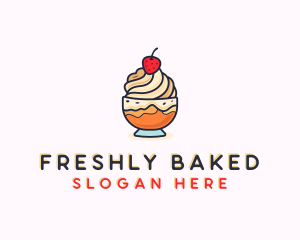 Strawberry Ice Cream Dessert  logo design