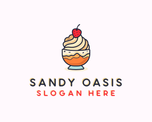 Strawberry Ice Cream Dessert  logo design