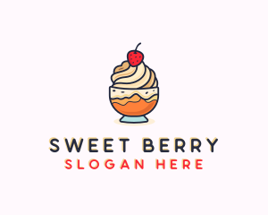 Strawberry Ice Cream Dessert  logo design