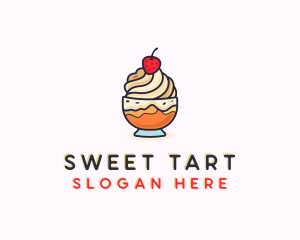 Strawberry Ice Cream Dessert  logo design