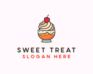 Strawberry Ice Cream Dessert  logo design