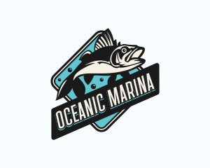 Marina Fishing Fisheries logo design