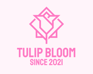 Pink Tulip Flower  logo design