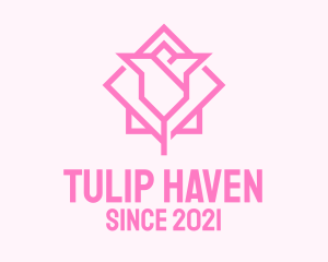 Pink Tulip Flower  logo design