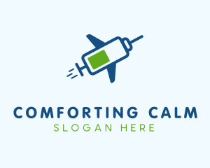 Airplane Vaccination Syringe logo design