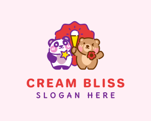 Bear & Panda Ice Cream logo design