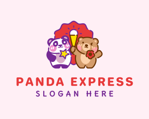 Bear & Panda Ice Cream logo design